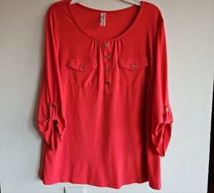 Women's Red Button-Up Top